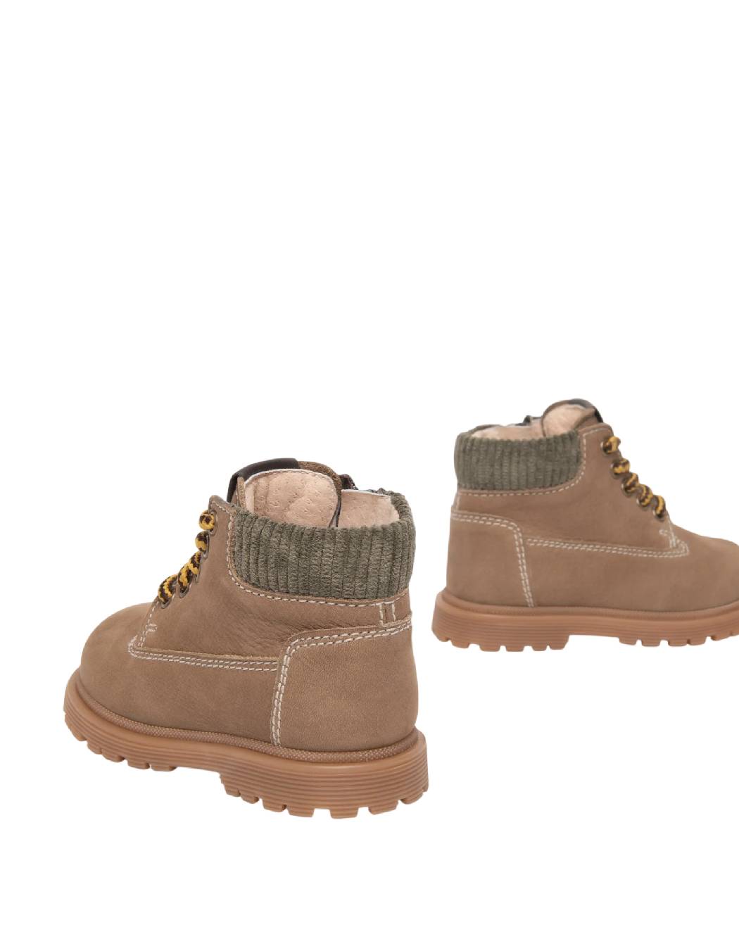 Nero Giardini Anfibi Bambino in Pelle Nubuck Tortora con Collare in Maglia