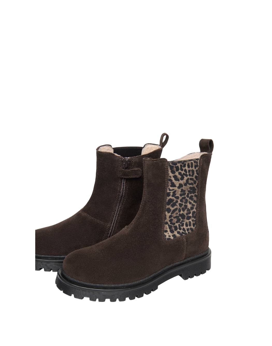 Nero Giardini Stivaletto Chelsea Bambina/Ragazza in Camoscio Marrone con Elastico Leopardato