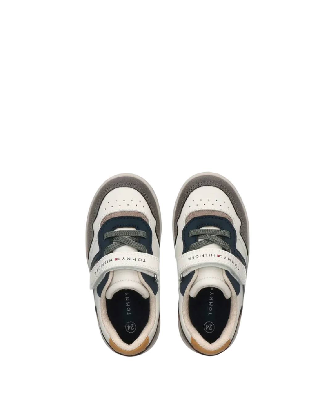 Tommy Hilfiger Sneakers Bambino Bianche e Multicolor con Chiusura a Strappo
