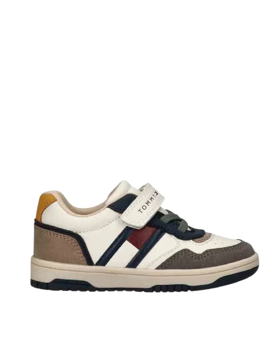 Tommy Hilfiger Sneakers Bambino Bianche e Multicolor con Chiusura a Strappo