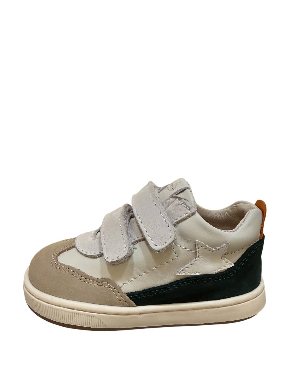 Balducci Sneakers da Bambino in Pelle con Strappi e Stella - Grigio Chiaro e Dettagli Scamosciati