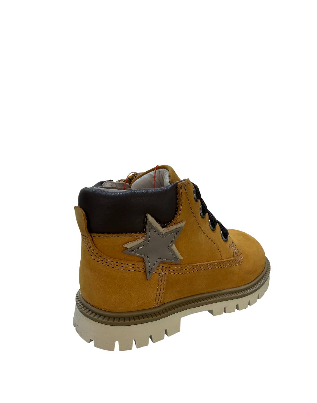 Balducci Stivaletti da Bambino in Nabuk Giallo Miele con Zip e Stella - Dettaglio Collarino Marrone Scuro