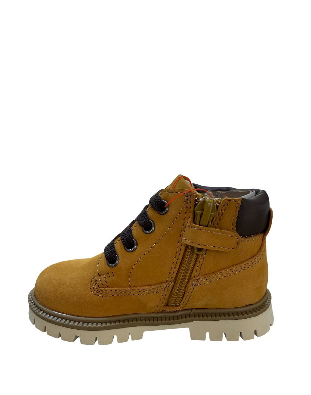 Balducci Stivaletti da Bambino in Nabuk Giallo Miele con Zip e Stella - Dettaglio Collarino Marrone Scuro