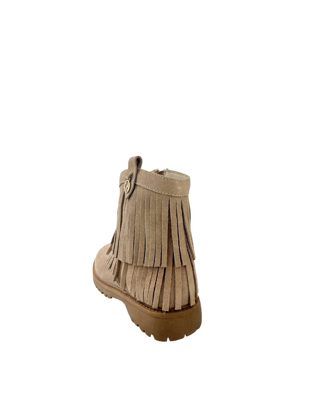 Balducci Stivaletto Bambina in Camoscio Beige con Frange e Suola Carroarmato