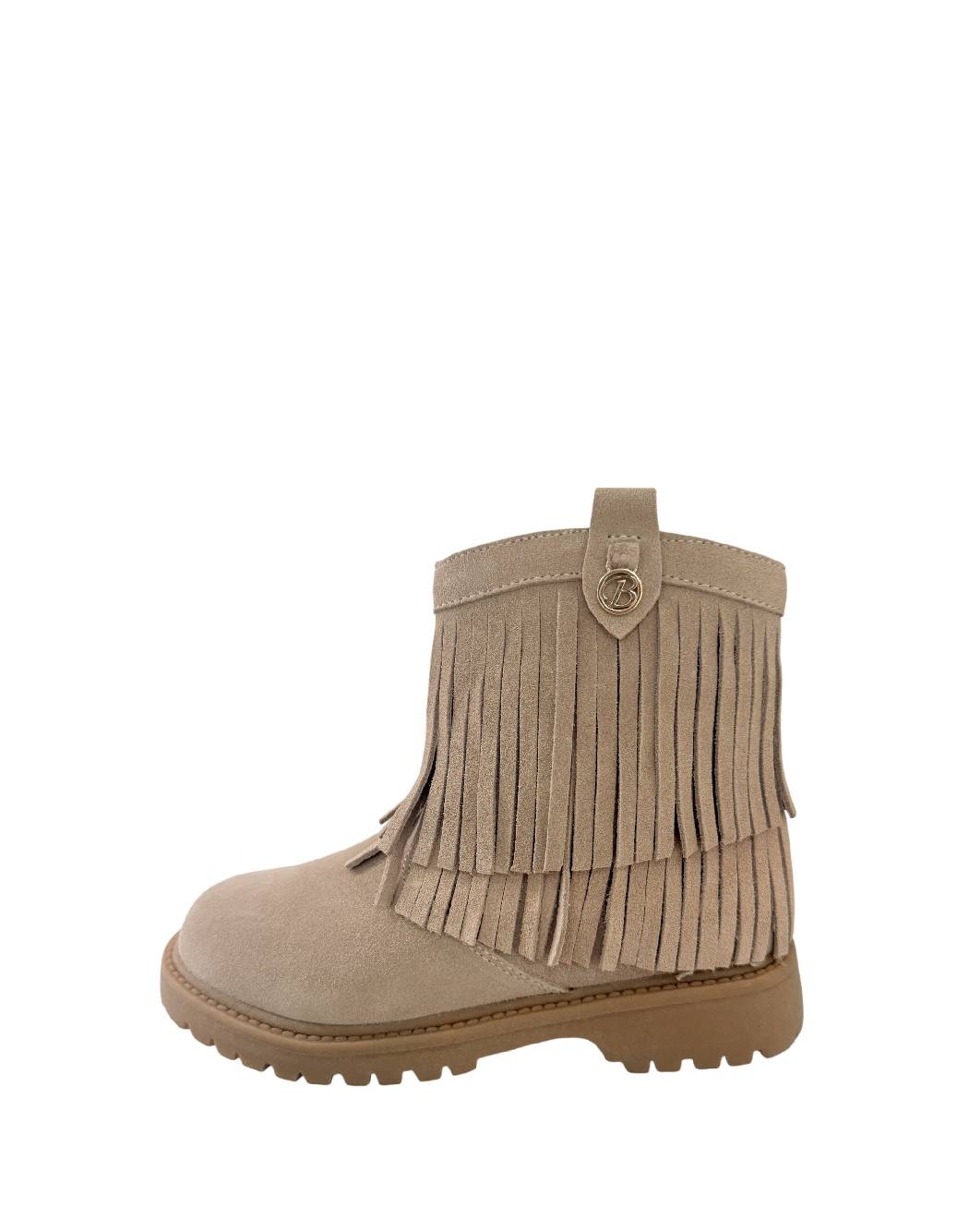 Balducci Stivaletto Bambina in Camoscio Beige con Frange e Suola Carroarmato