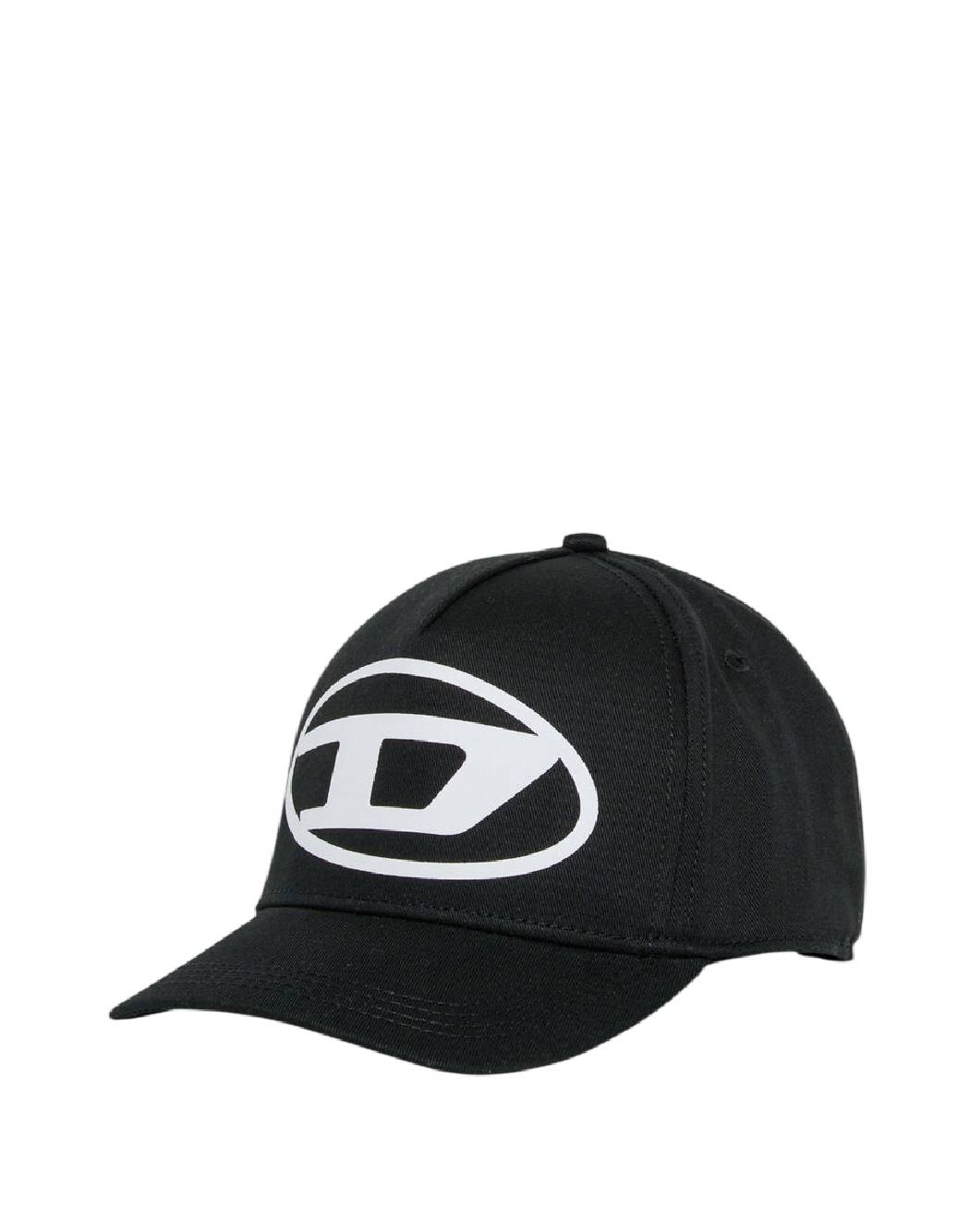 Diesel-Cappello da Baseball Nero con Logo Ovale