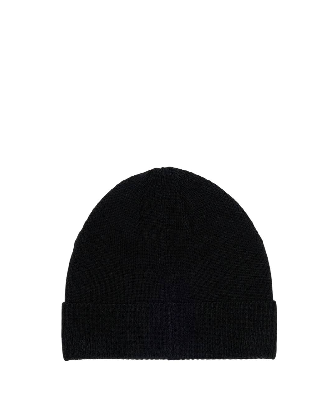 Diesel-Cappello Beanie Nero in Maglia con Logo Lettering