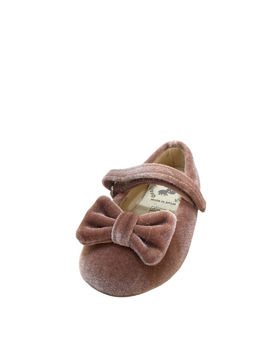 Vulladi Ballerine Bambina in Velluto con Fiocco – Rosa Antico / Cipria