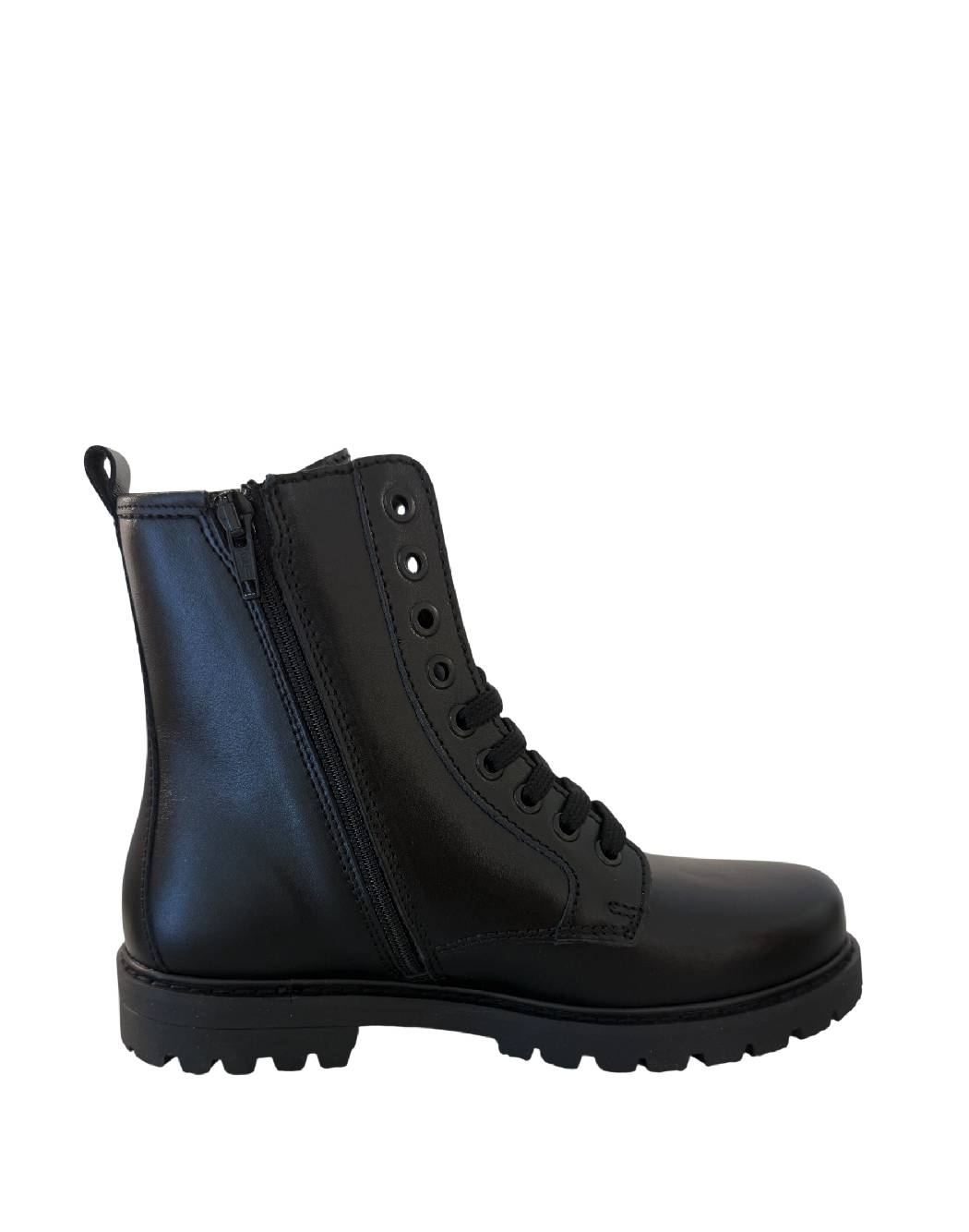 Balocchi Anfibi Classic Neri in Pelle con Zip Laterale e Suola Carrarmato