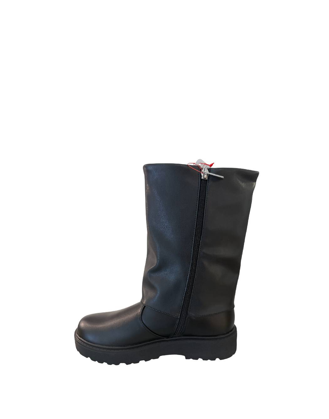 CULT Stivali Neri A Gambale Alto in Pelle con Zip Laterale e Logo CULT