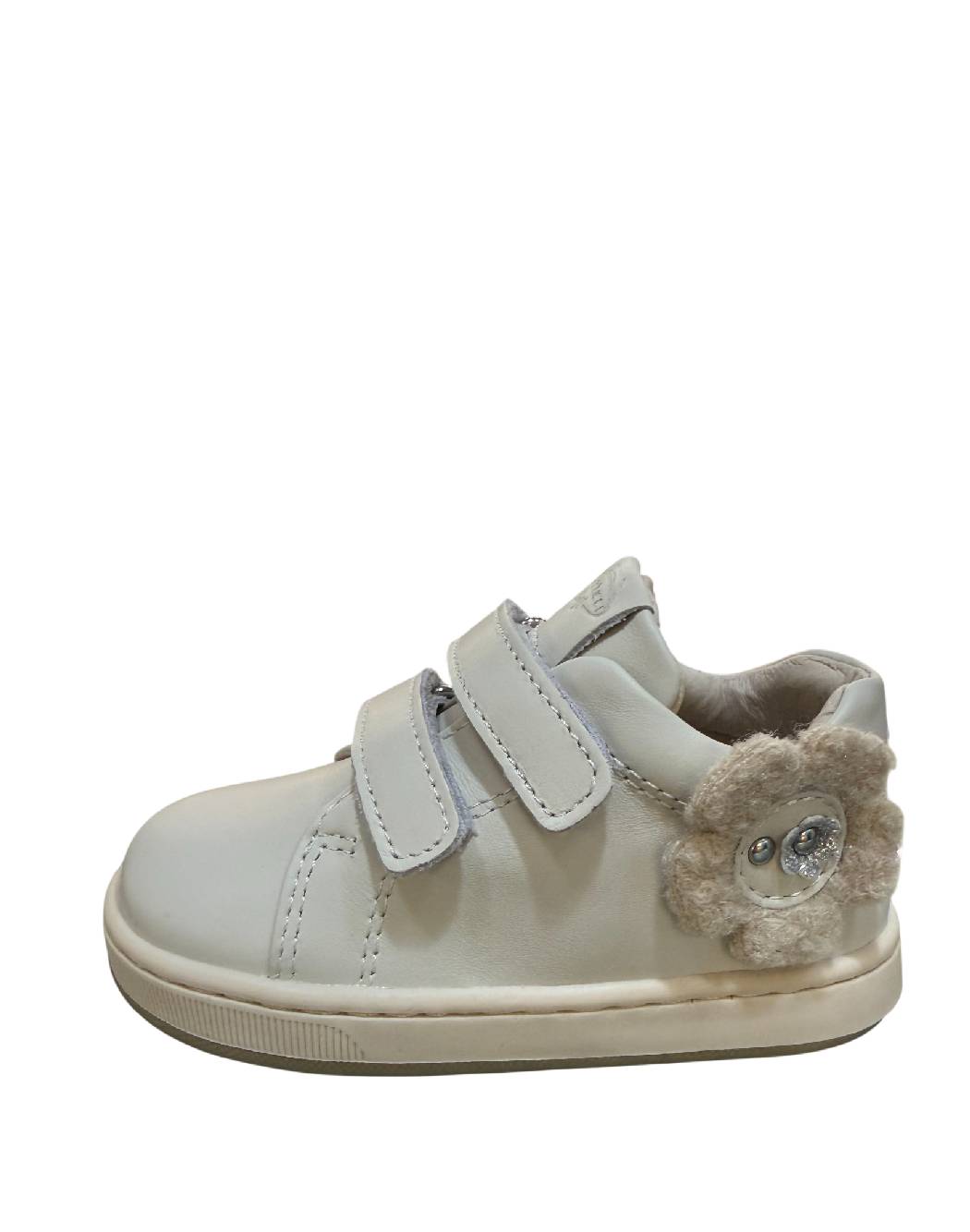 Balducci - Sneakers Bimba in Pelle Panna con Fiore e Velcro