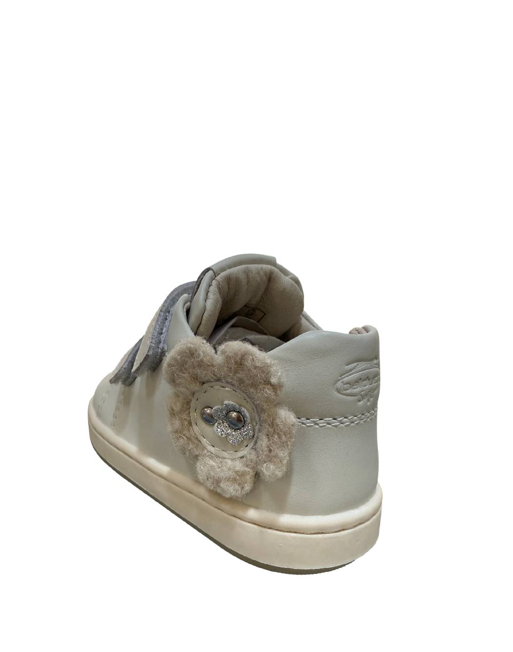 Balducci - Sneakers Bimba in Pelle Panna con Fiore e Velcro