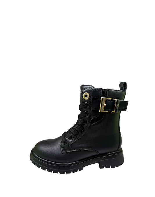 Tommy Hilfiger Anfibi Bimba in Pelle Nera con Fibbia Dorata