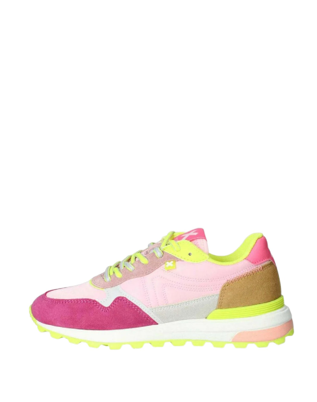 Xti Sneaker Donna Multicolor in Suede e Mesh - Pink & Lime Punch