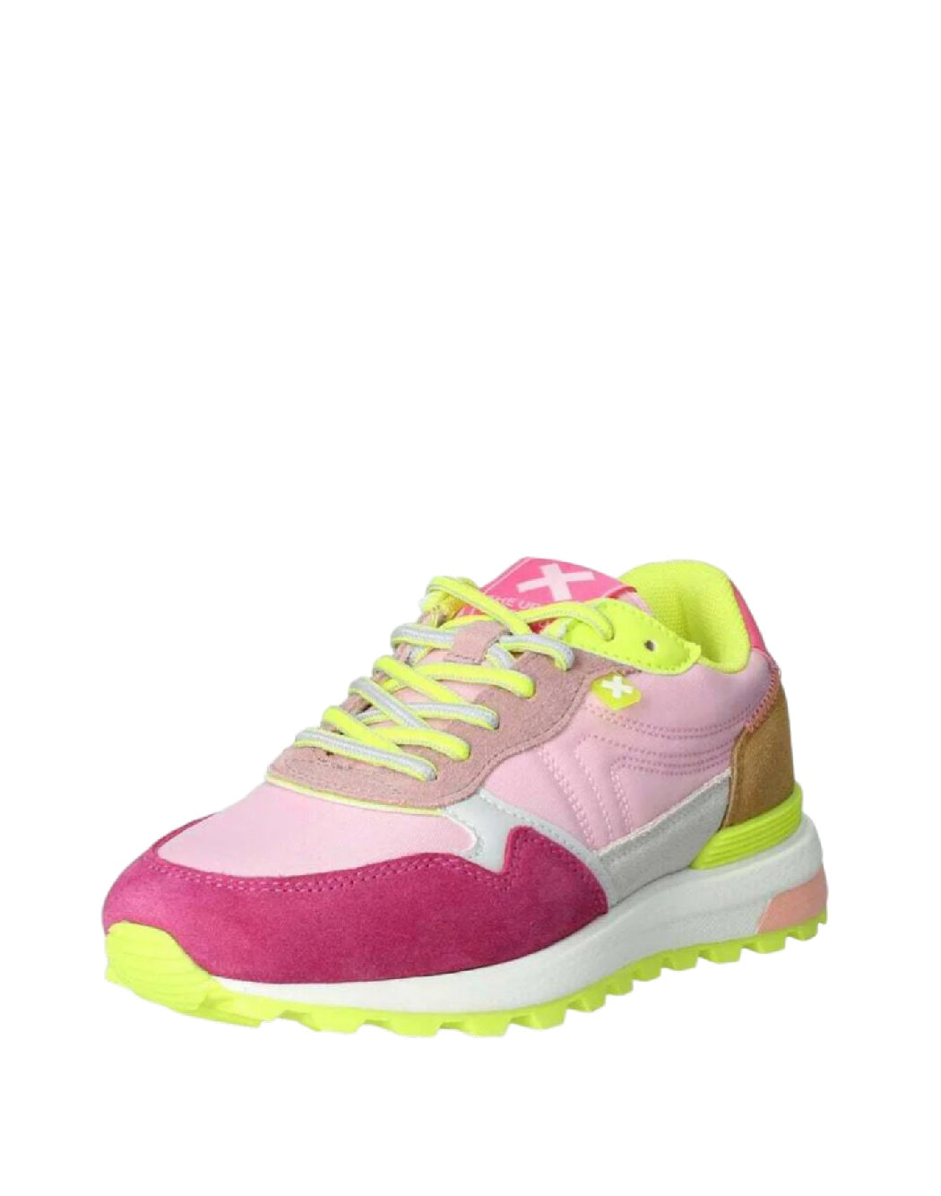 Xti Sneaker Donna Multicolor in Suede e Mesh - Pink & Lime Punch