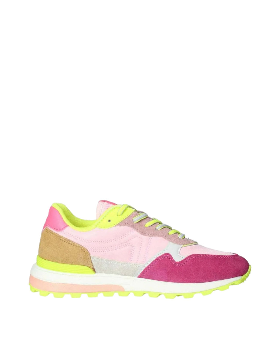 Xti Sneaker Donna Multicolor in Suede e Mesh - Pink & Lime Punch