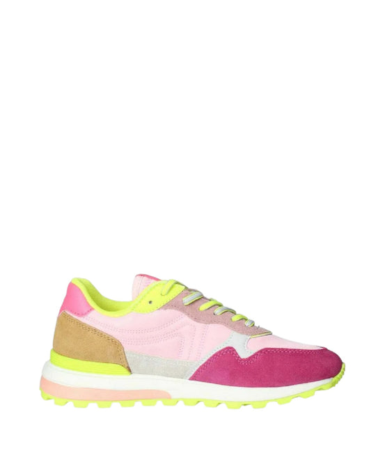 Xti Sneaker Donna Multicolor in Suede e Mesh - Pink & Lime Punch