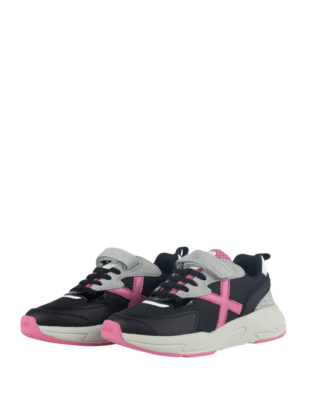 MUNICH MINI TRACK 130 Sneakers da bambina fuoristrada Nero, Rosa, Grigio e Bianco