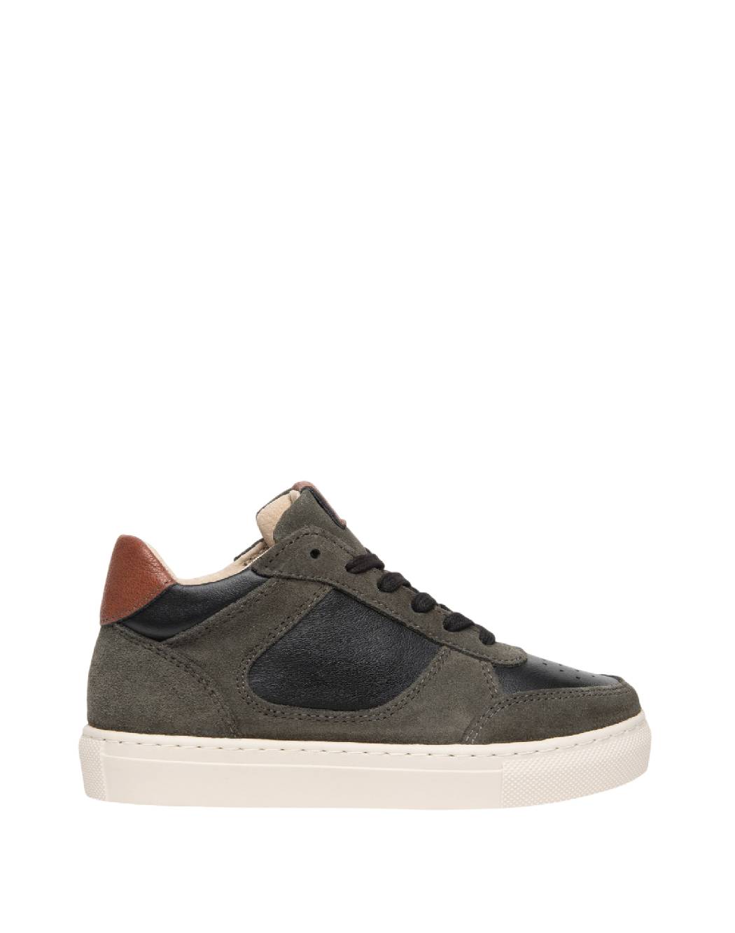 Nero Giardini Sneakers Bambino/Ragazzo in Pelle e Camoscio Verde Militare e Nero