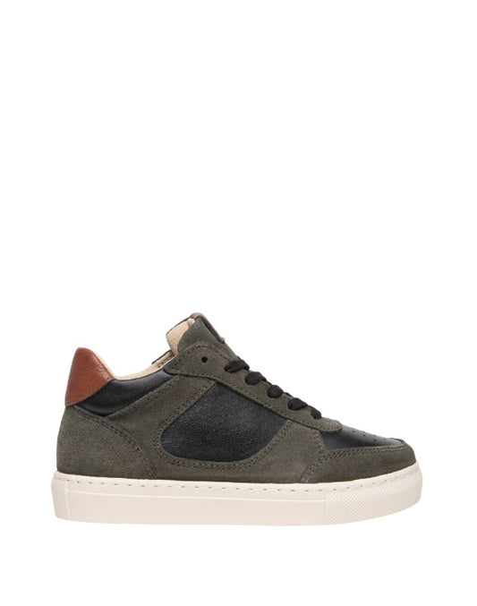 Nero Giardini Sneakers Bambino/Ragazzo in Pelle e Camoscio Verde Militare e Nero